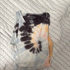 American Eagle Soft & Sexy Ribbed Tank Top Cropped Tie-Dyed